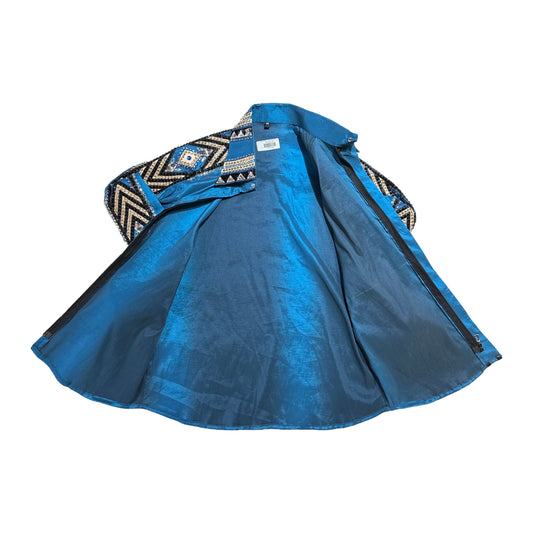 Kashani Ocean Blue Hyper Crystal Button-Up Zip Shirt - Dudes Boutique