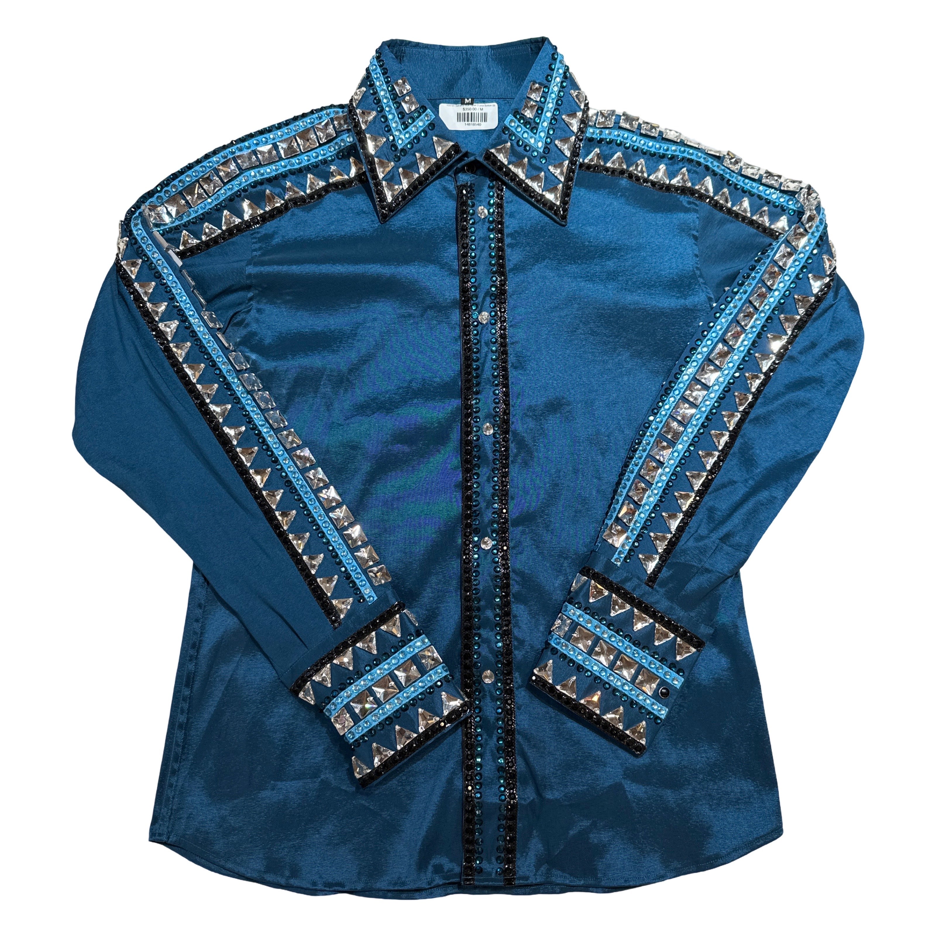 Kashani Bahama Blue Hyper Crystal Button-Up Zip Shirt - Dudes Boutique