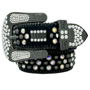 b.b. Simon Double b Lavasan Black AB Crystal Belt - Dudes Boutique