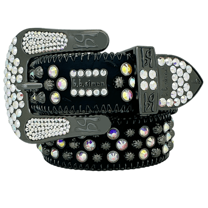 b.b. Simon Double b Lavasan Black AB Crystal Belt - Dudes Boutique