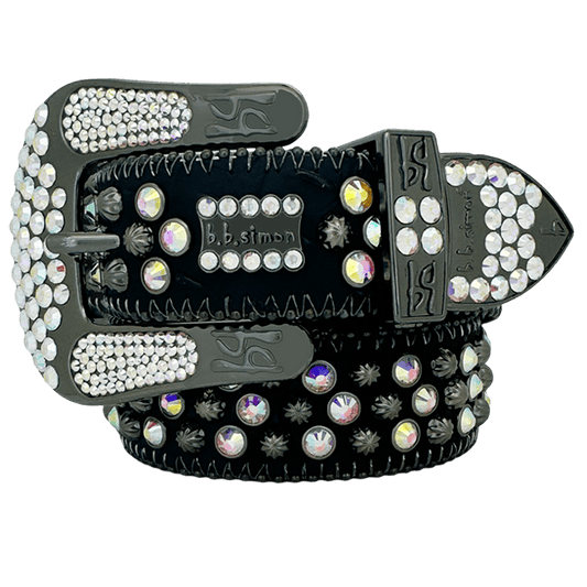 b.b. Simon Double b Lavasan Black AB Crystal Belt - Dudes Boutique