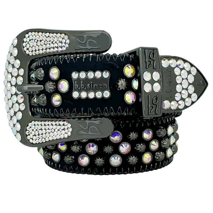 b.b. Simon Double b Lavasan Black AB Crystal Belt - Dudes Boutique