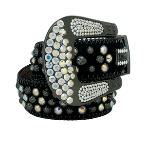 b.b. Simon Double b Lavasan Black AB Crystal Belt - Dudes Boutique