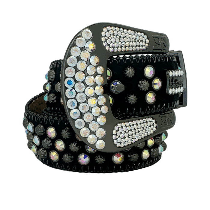 b.b. Simon Double b Lavasan Black AB Crystal Belt - Dudes Boutique