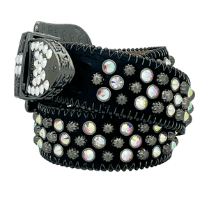 b.b. Simon Double b Lavasan Black AB Crystal Belt - Dudes Boutique