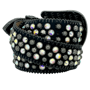 b.b. Simon Double b Lavasan Black AB Crystal Belt - Dudes Boutique