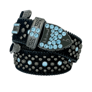 b.b. Simon Double b Trojan Blue Static Aquamarine Crystal Belt - Dudes Boutique