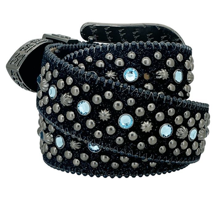 b.b. Simon Double b Trojan Blue Static Aquamarine Crystal Belt - Dudes Boutique