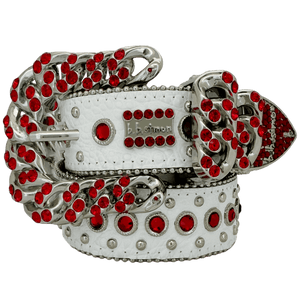 b.b. Simon Nikko Crystal White/Red Crystal Belt - Dudes Boutique