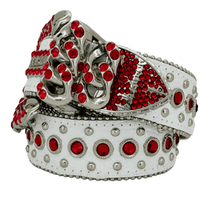 b.b. Simon Nikko Crystal White/Red Crystal Belt - Dudes Boutique