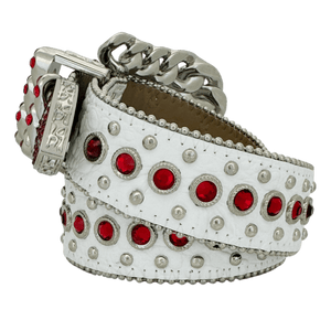 b.b. Simon Nikko Crystal White/Red Crystal Belt - Dudes Boutique