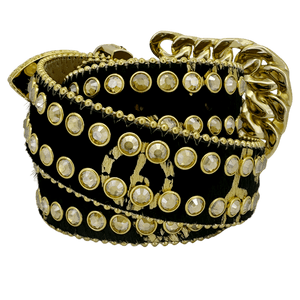 b.b. Simon Asal Pony Hair Gold Clear Crystal Belt - Dudes Boutique