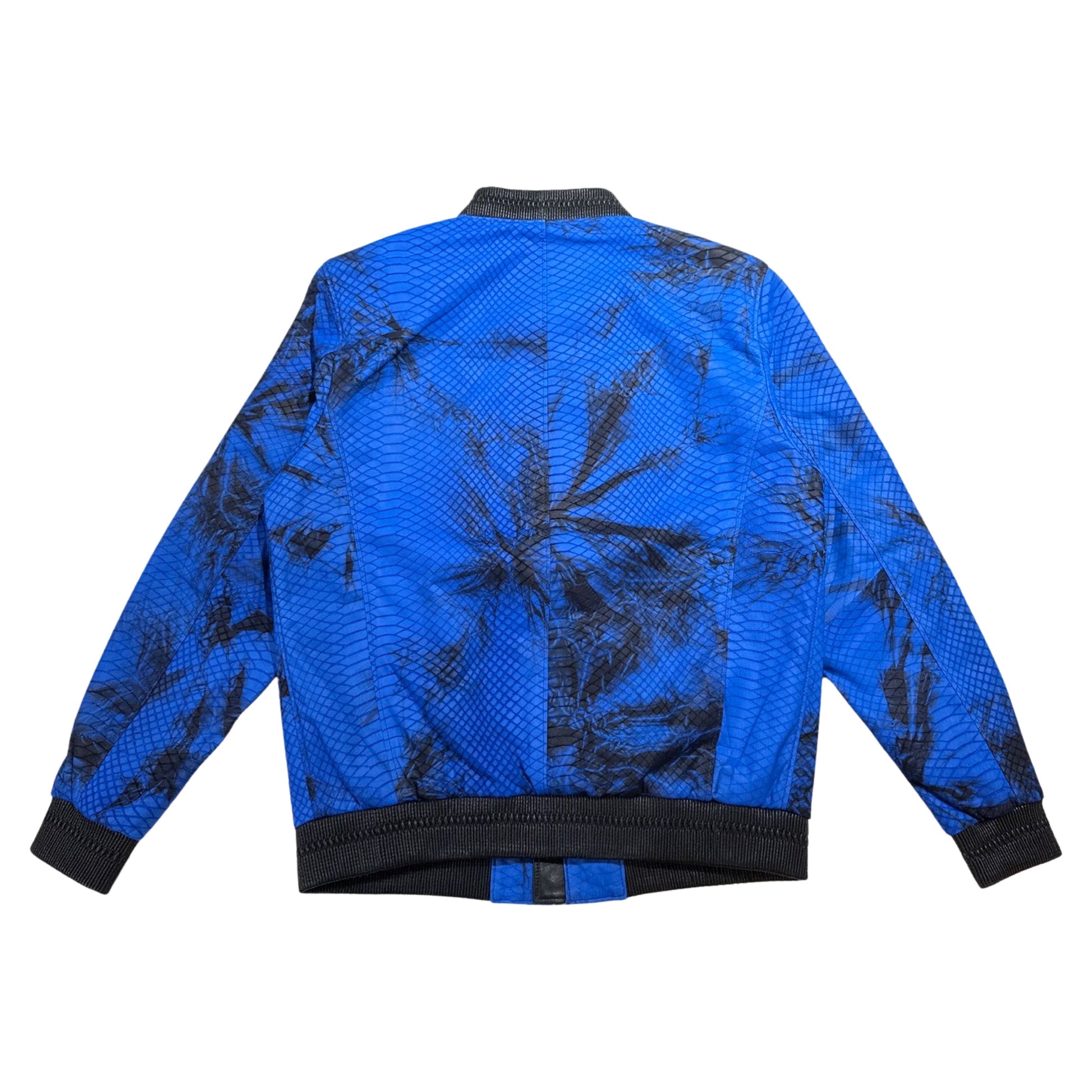 Kashani Royal Blue Laser Cut Python Bomber Jacket - Dudes Boutique