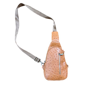 Kashani Cognac Ostrich Crossbody Bag - Dudes Boutique