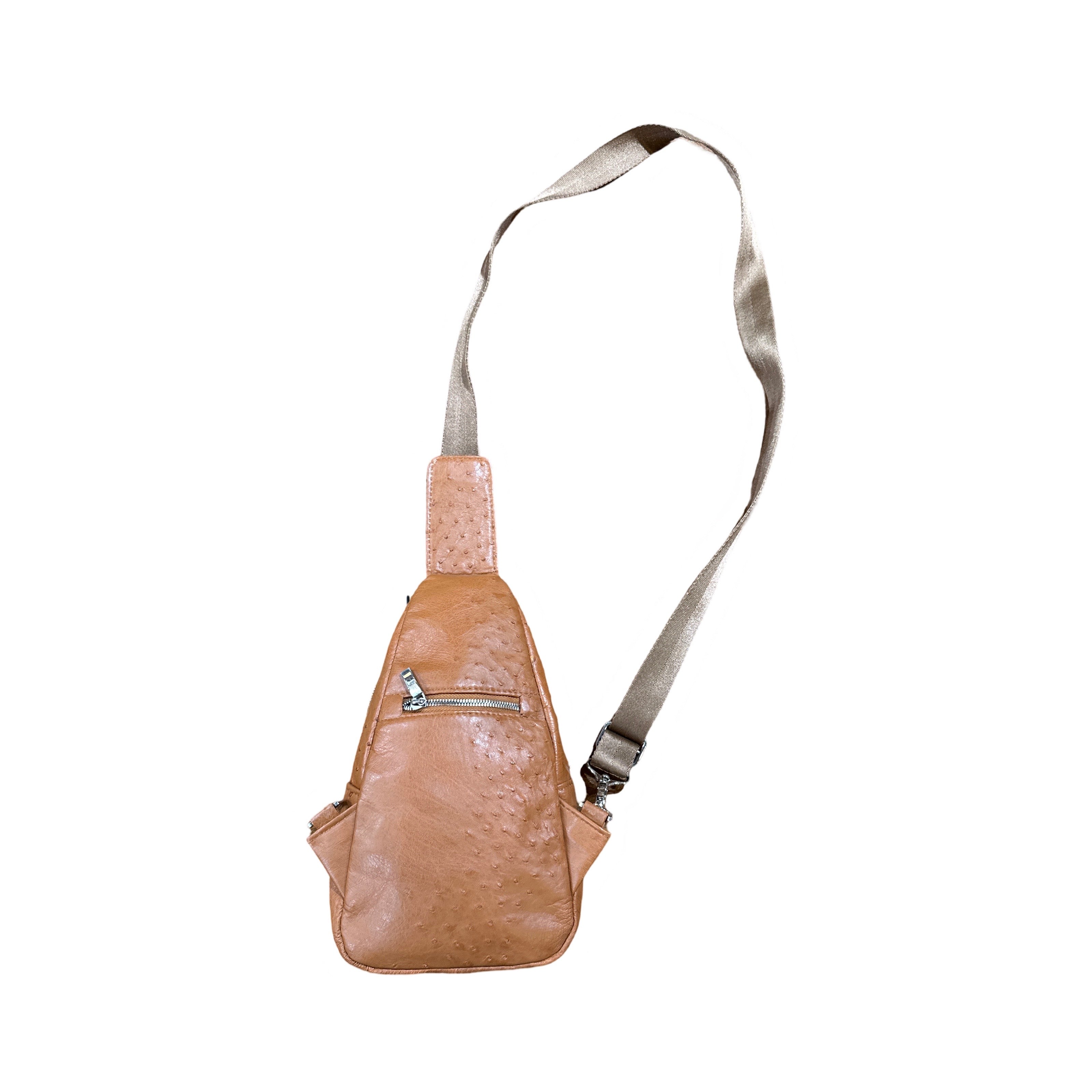 Kashani Cognac Ostrich Crossbody Bag - Dudes Boutique