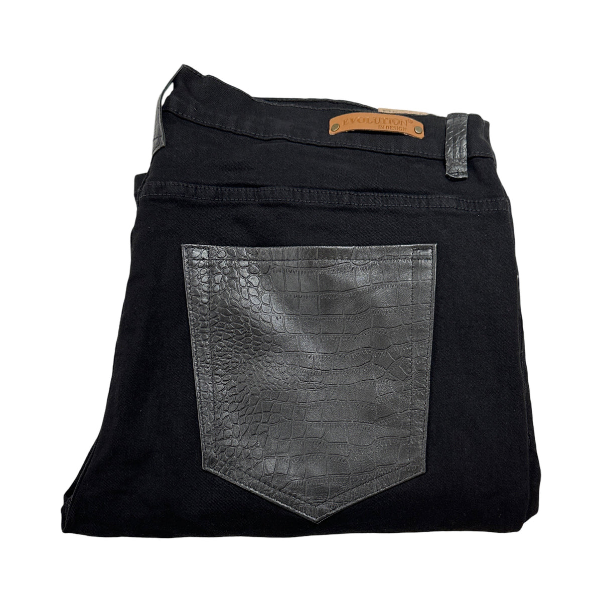 Kashani Denim Cargo Jeans w/ Black Embossed Alligator Pockets - Dudes Boutique