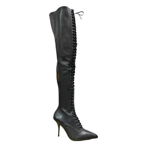 Jeffrey Campbell Leather Lace Up Thigh High Stiletto Boot - Dudes Boutique