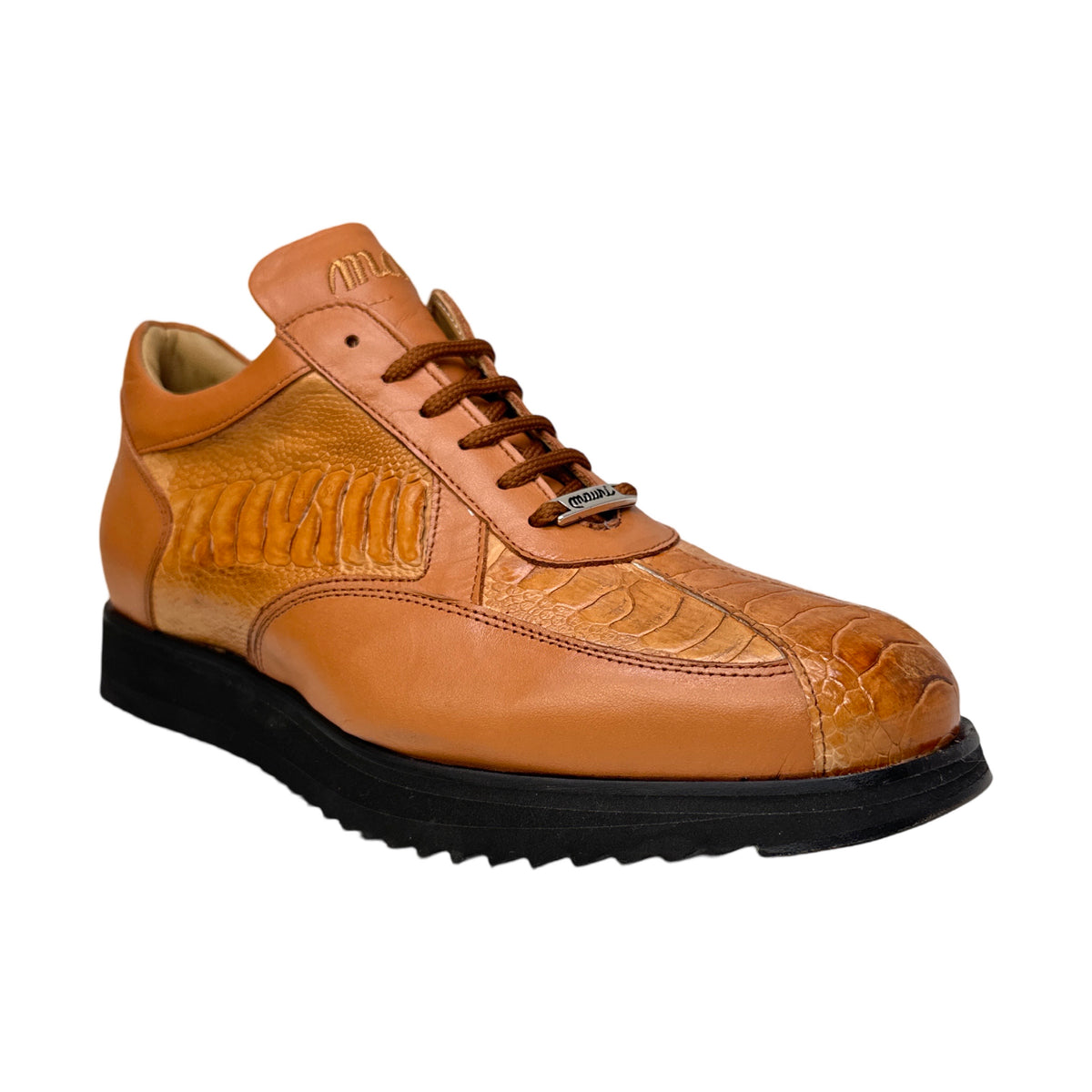 Mauri M770/4 Chestnut / Cognac Bolt Ostrich Leg & Nappa Sneaker - Dudes Boutique