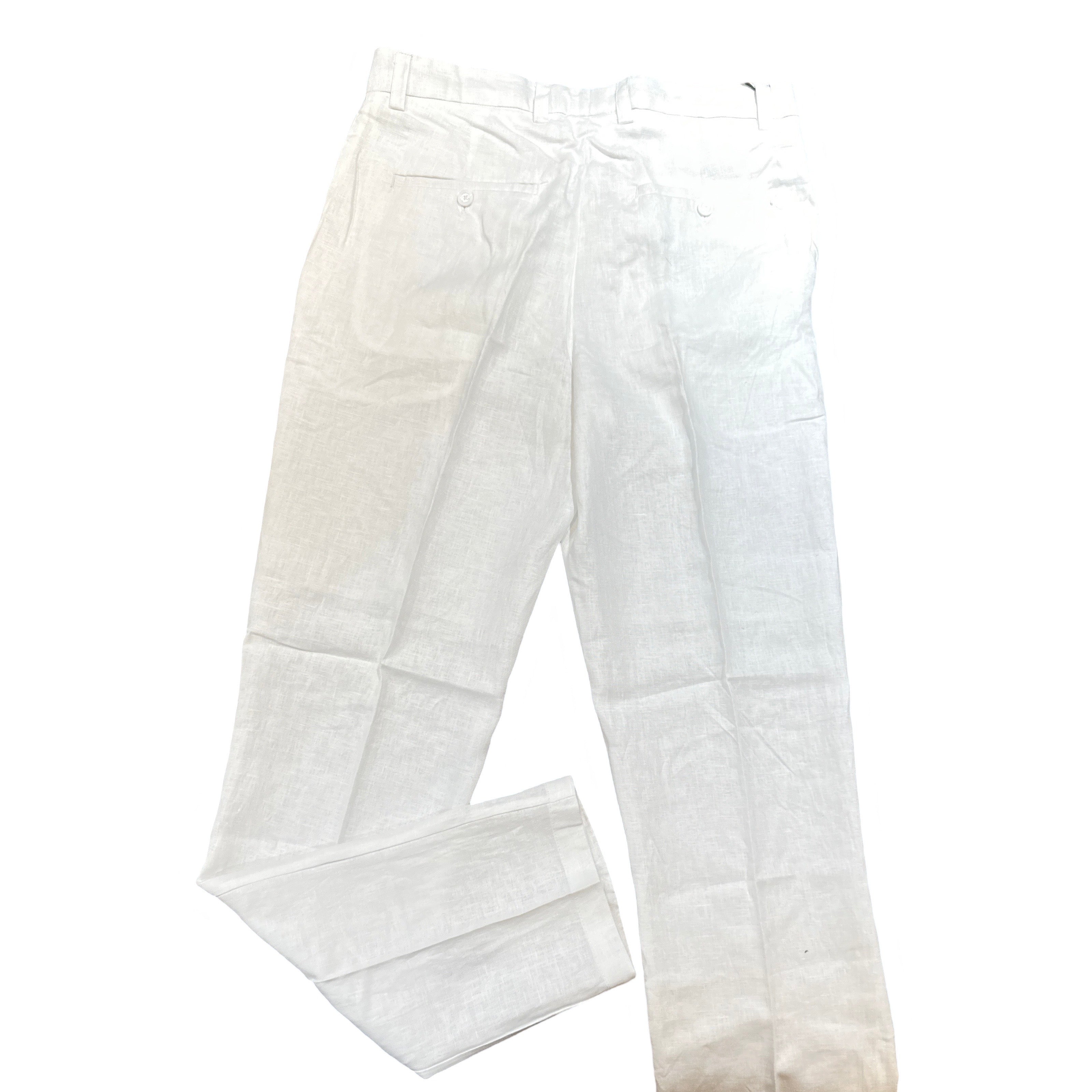 Prestige White Luxury Linen Pants - Dudes Boutique