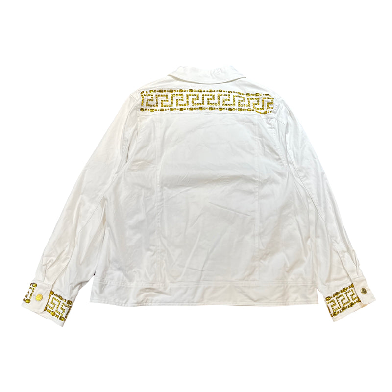 Prestige White Yellow Greek Key Crystal Jacket - Dudes Boutique