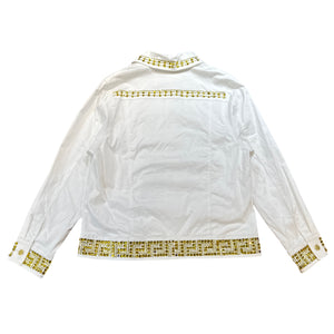 Prestige White Yellow Studded Crystal Jacket - Dudes Boutique