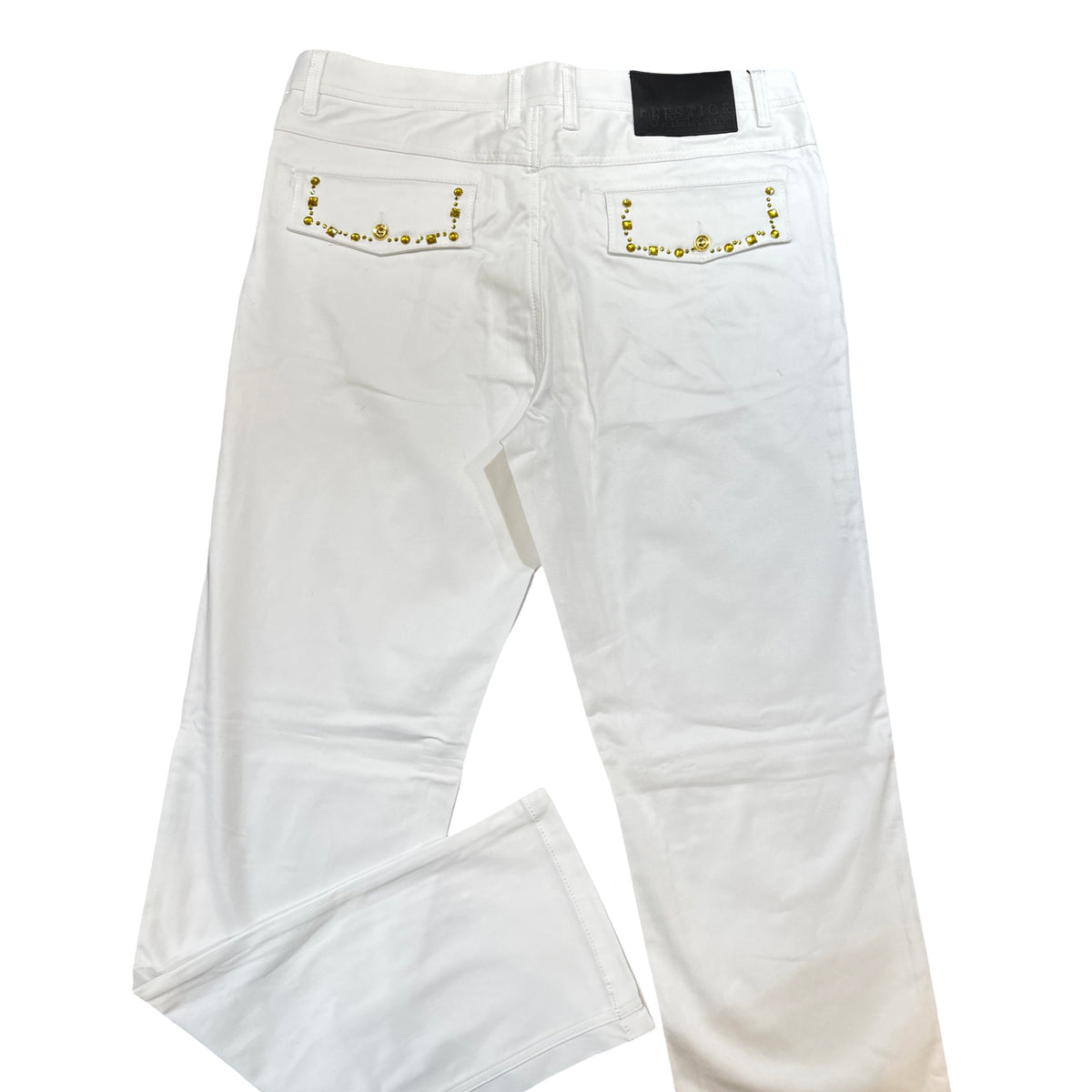 Prestige White Yellow Studded Crystal High End Pants - Dudes Boutique