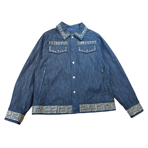 Prestige Denim Blue Studded Crystal Jacket - Dudes Boutique