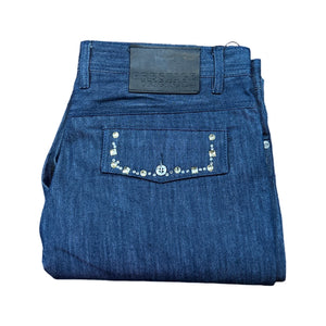 Prestige Denim Blue Studded Crystal High End Pants - Dudes Boutique