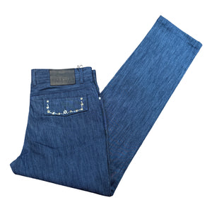 Prestige Denim Blue Studded Crystal High End Pants - Dudes Boutique