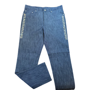 Prestige Denim Blue Studded Crystal High End Pants - Dudes Boutique