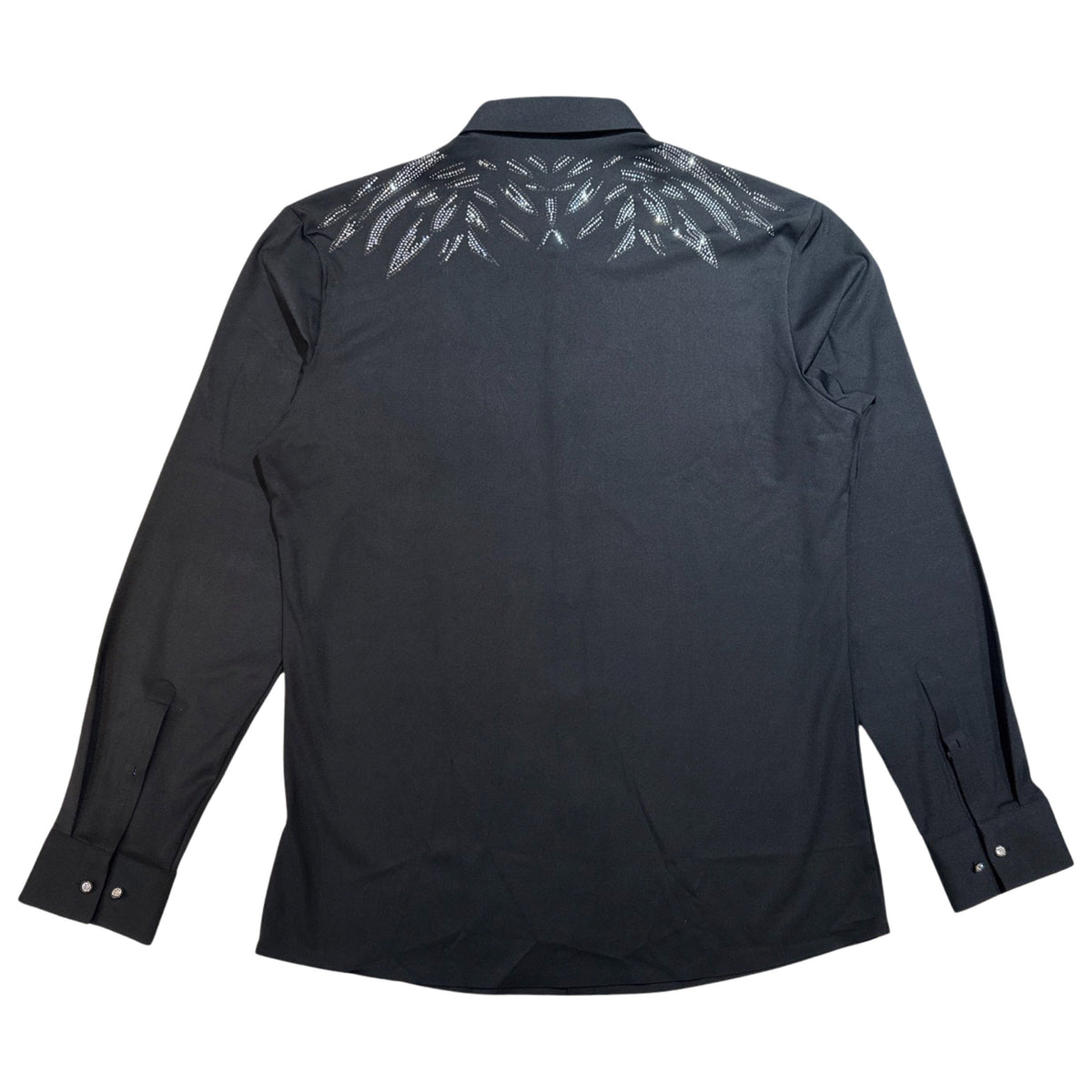 Barocco Black Crystal Angel Winged Button Up Shirt - Dudes Boutique