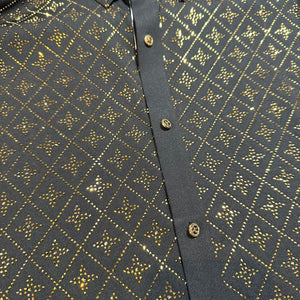 Barocco Black Crystal Golden Star Button Up Shirt - Dudes Boutique