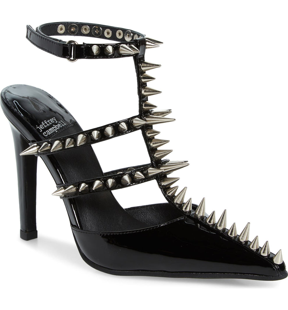 Jeffery Campbell Black Step Back Spiked Pointed Toe Pump - Dudes Boutique