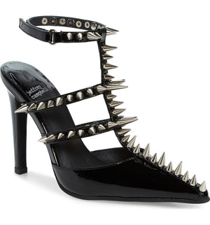 Jeffrey Campbell Black Step Back Spiked Pointed Toe Pump - Dudes Boutique