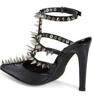 Jeffrey Campbell Black Step Back Spiked Pointed Toe Pump - Dudes Boutique