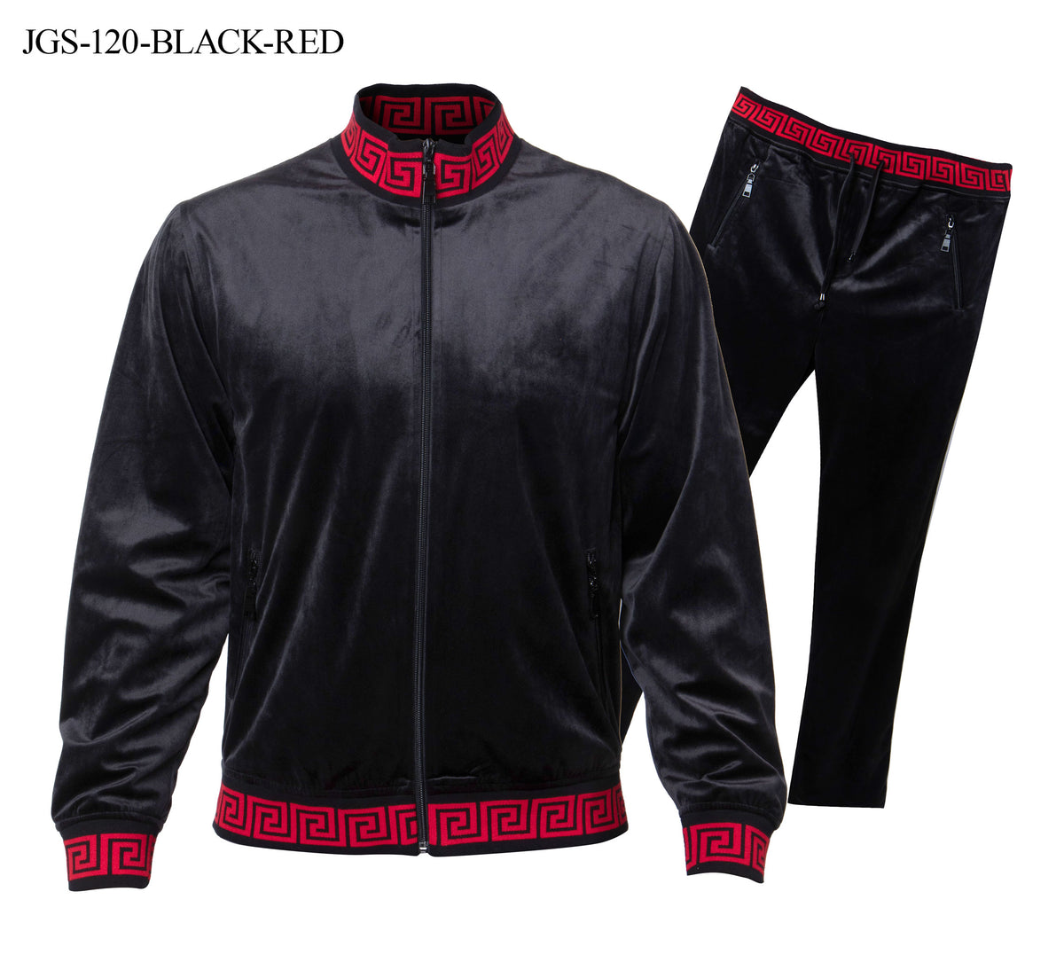 Prestige Men's Black & Red Greek Key Jogger Set - Dudes Boutique