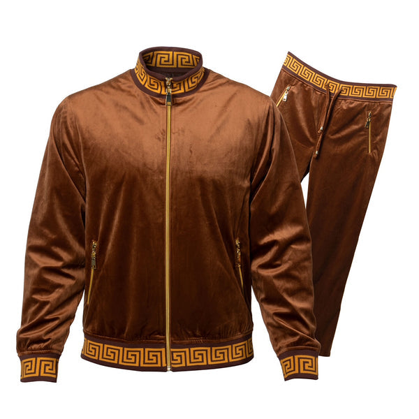 Prestige Men's Brown Greek Key Jogger Set - Dudes Boutique