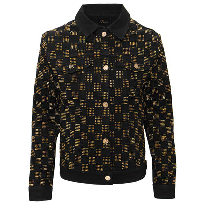 Dazzle Check Denim Jacket BLACK/GOLD
