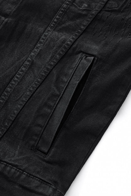 Regalia Medallion Print Denim Jkt BLACK