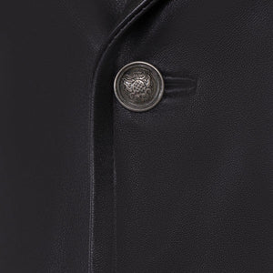 Kashani Black Double Breasted Lambskin 3/4 Trench Coat - Dudes Boutique