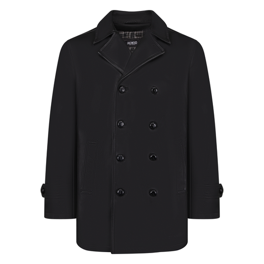 Kashani Black Double Breasted Lambskin 3/4 Trench Coat - Dudes Boutique