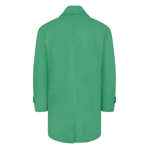 Kashani Kelly Green Double Breasted Lambskin 3/4 Trench Coat - Dudes Boutique