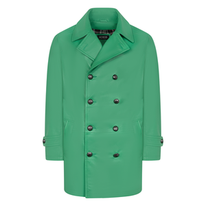 Kashani Kelly Green Double Breasted Lambskin 3/4 Trench Coat - Dudes Boutique