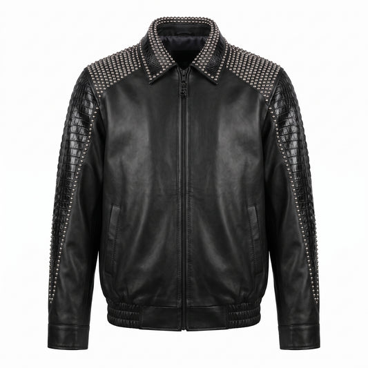G Gator - Black Studded Crocodile Jacket
