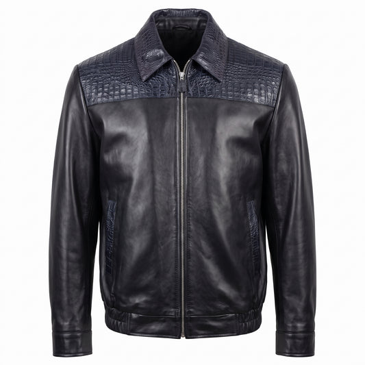 G Gator - Navy Horn Back Crocodile and Lambskin Jacket