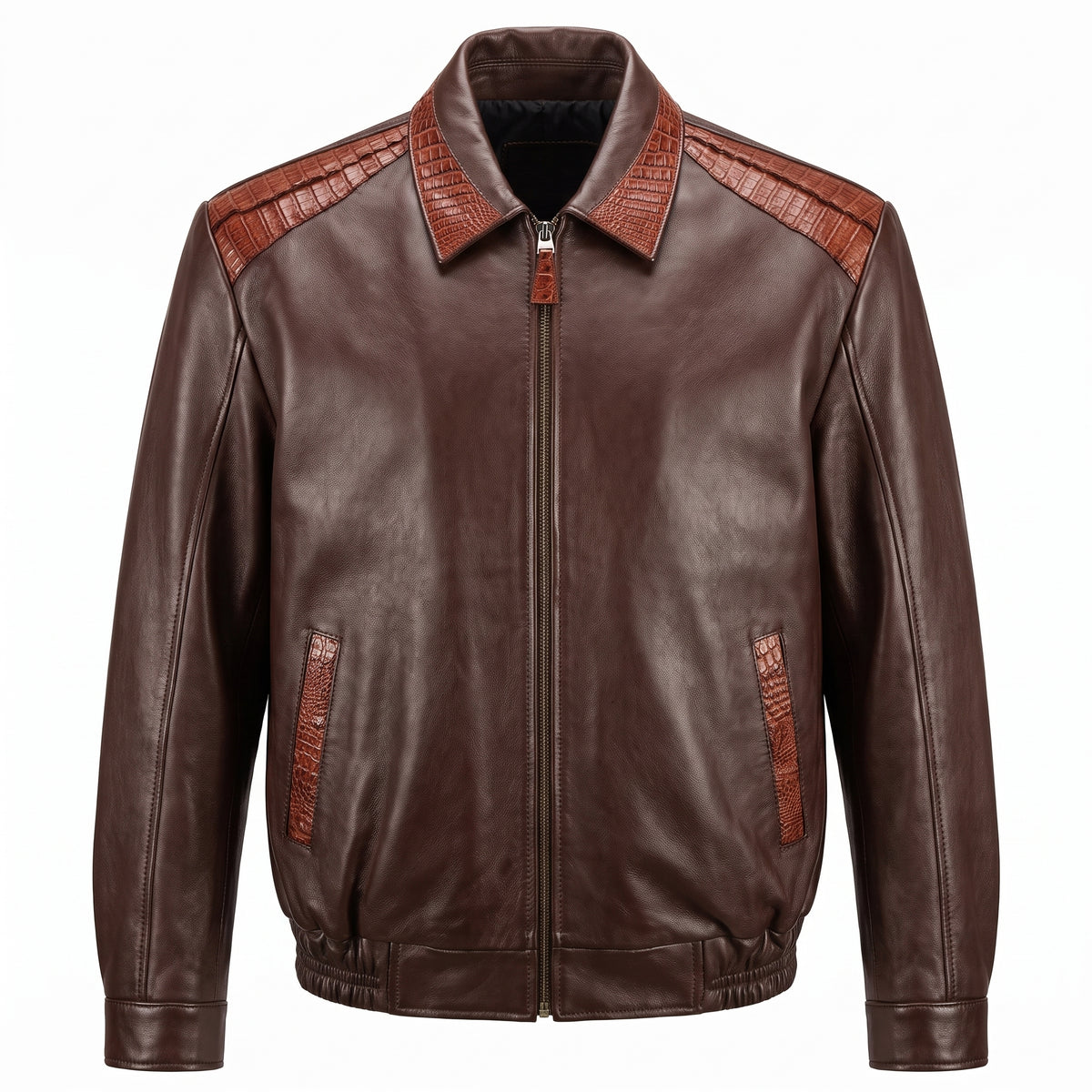 Kashani Chocolate Alligator/Lamb Bomber Jacket