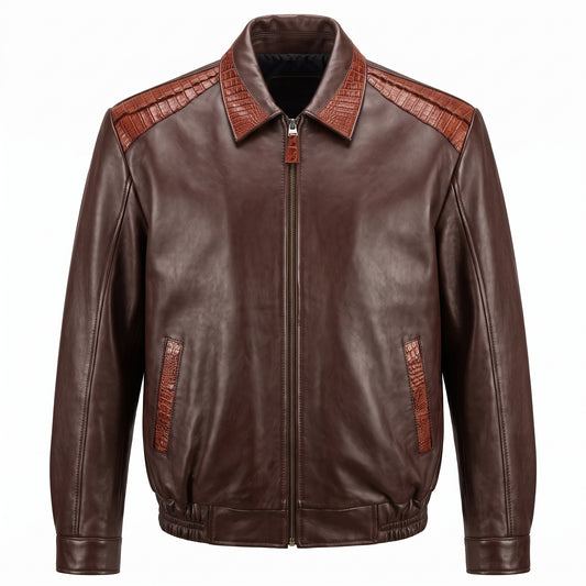 Kashani Chocolate Alligator/Lamb Bomber Jacket