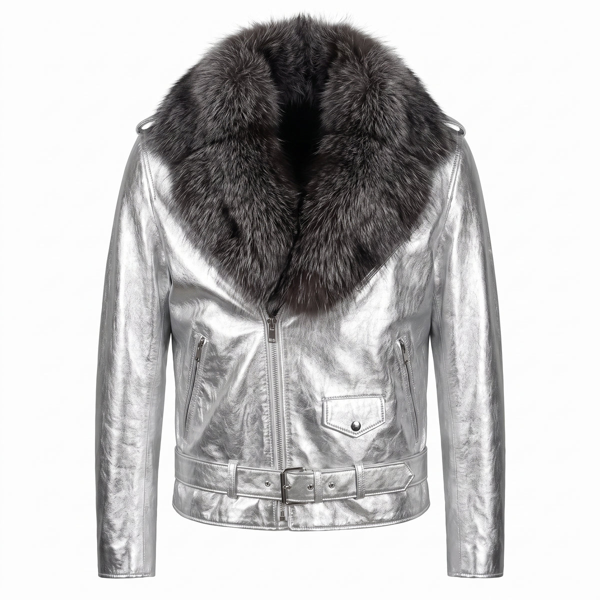 G-Gator Silver Coyote/Lambskin Biker Jacket