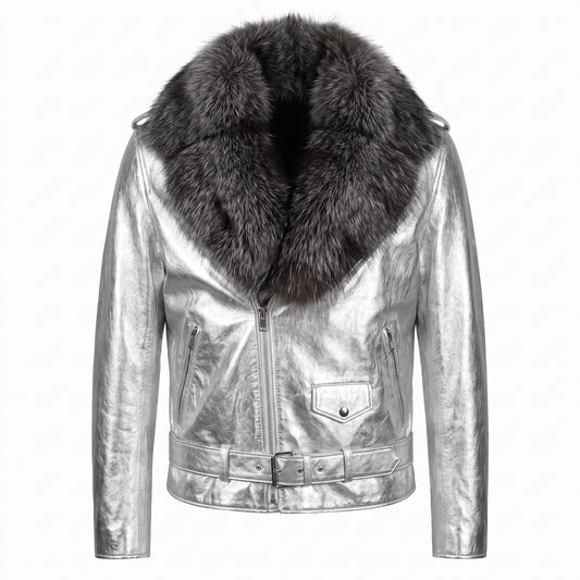 G-Gator Silver Coyote/Lambskin Biker Jacket