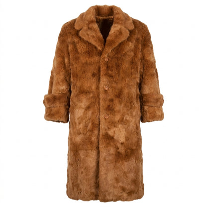 Kashani Men's Whiskey Rabbit Fur Trench Coat